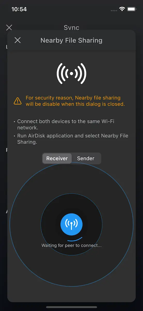 Sync screen